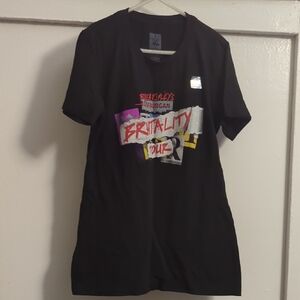 WWE Black Tee with Red, Purple, Yellow and White Graphic